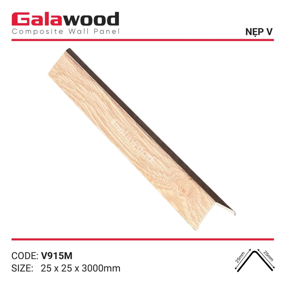 Phụ kiện trang trí nội thất nẹp V V-915M vàng sồi vân gỗ
