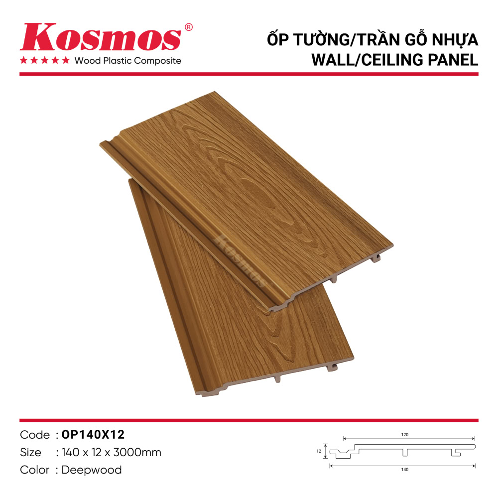 Tấm ốp trang trí ngoại thất gỗ nhựa ASA OP140X12 Deepwood Tấm ốp trang trí ngoại thất gỗ nhựa ASA OP140X12 Deepwood