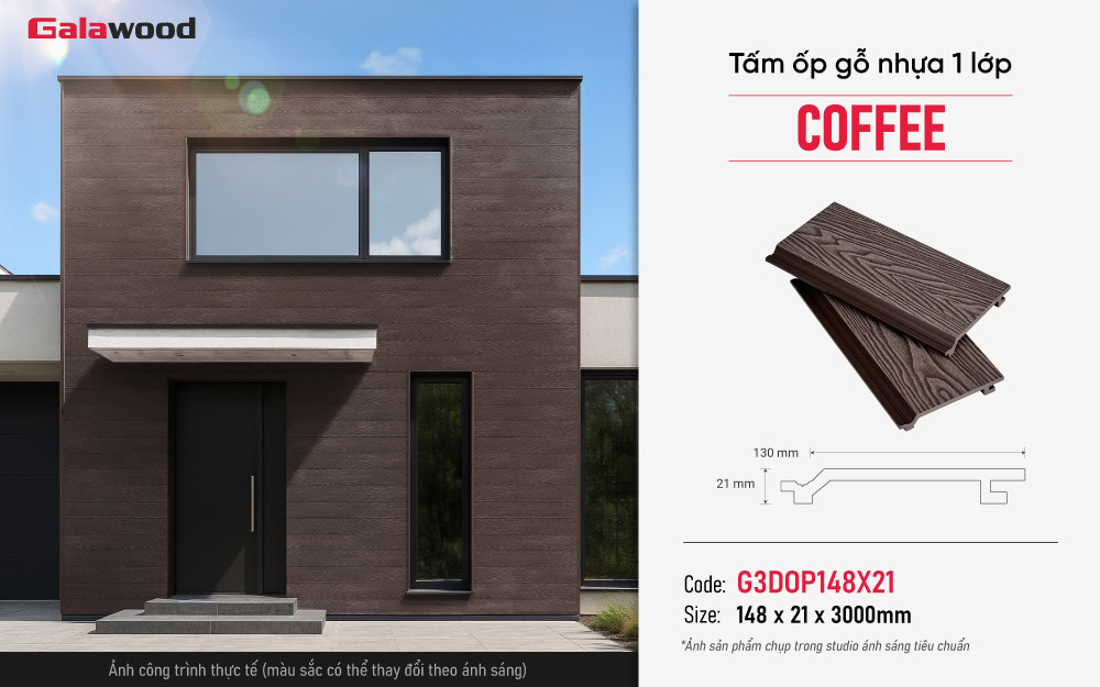 Hình ứng dụng lam sóng gỗ nhựa Galawood G4S219 Coffee