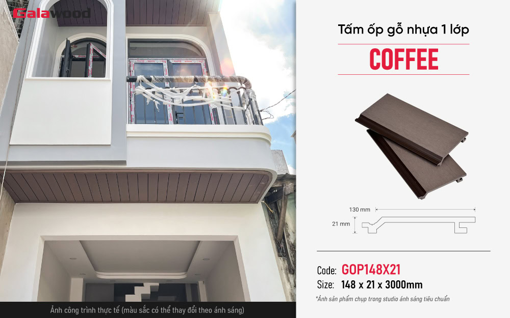 Hình ứng dụng tấm ốp gỗ nhựa Galawood GOP148X21 Coffee Hình ứng dụng tấm ốp gỗ nhựa Galawood GOP148X21 Coffee