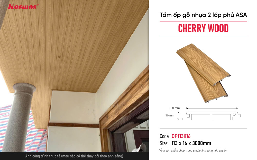 Hình ứng dụng tấm ốp gỗ nhựa phủ ASA OP113X16 Cherry Wood Hình ứng dụng tấm ốp gỗ nhựa phủ ASA OP113X16 Cherry Wood