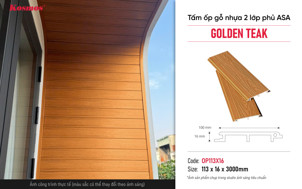 Hình ứng dụng lam sóng gỗ nhựa phủ ASA OP113X16 Golden teak Hình ứng dụng lam sóng gỗ nhựa phủ ASA OP113X16 Golden teak