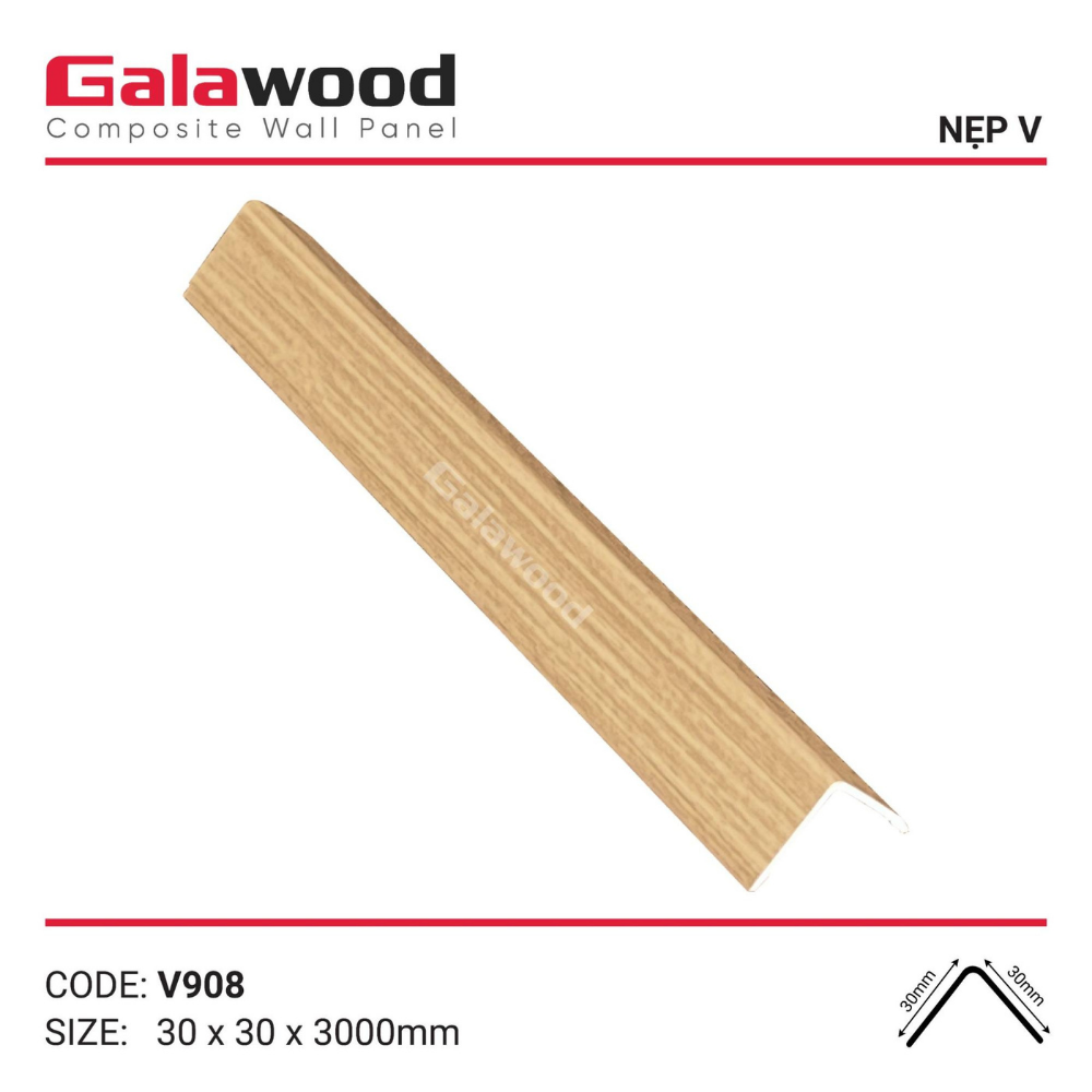 Thanh nẹp chữ V Galawood mã V-908 vàng sồi đậm