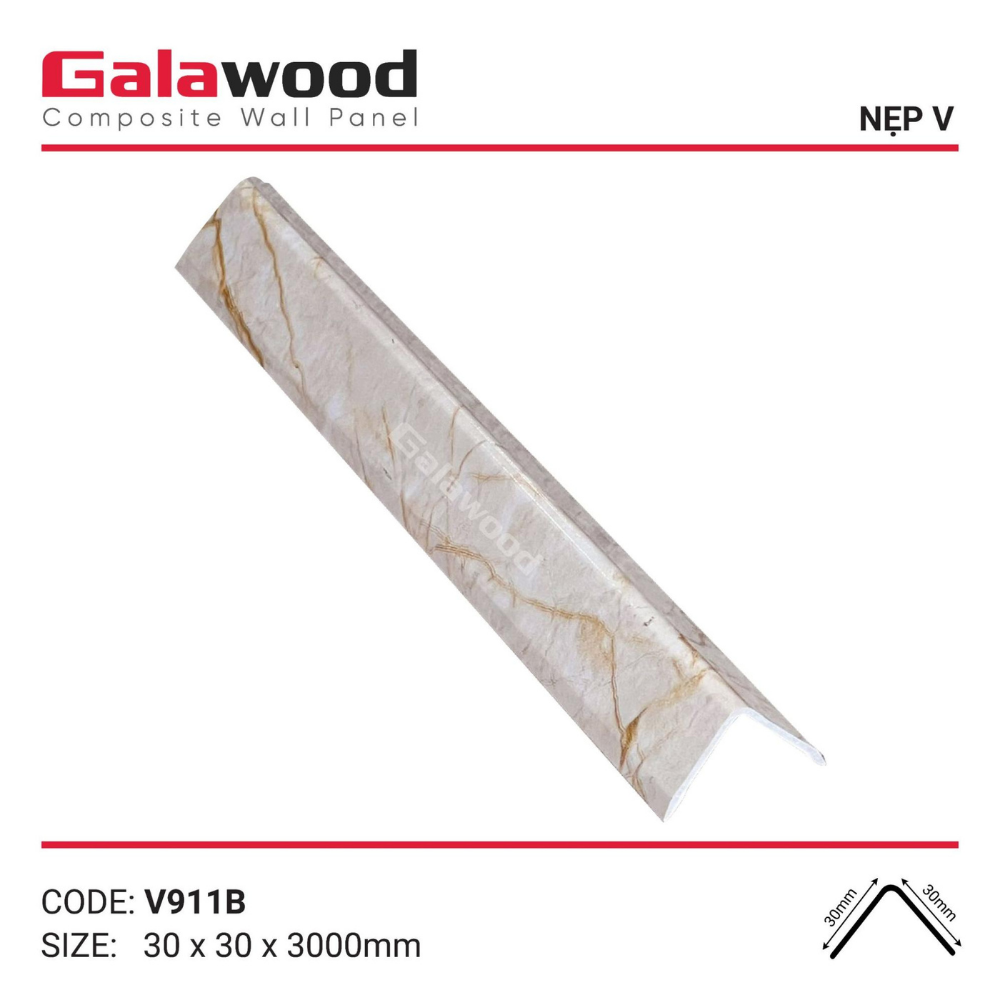 Thanh nẹp chữ V Galawood V-911B kem vàng lưới nhện