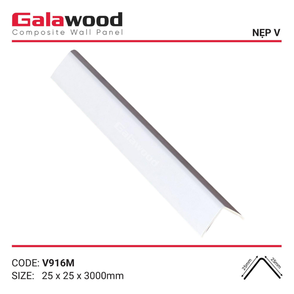 Thanh nẹp V Galawood mã V-916M trắng vân giấy