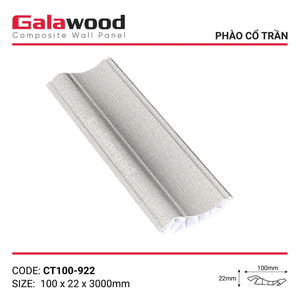 Thanh phào cổ trần vân vải xám mã CT100-922