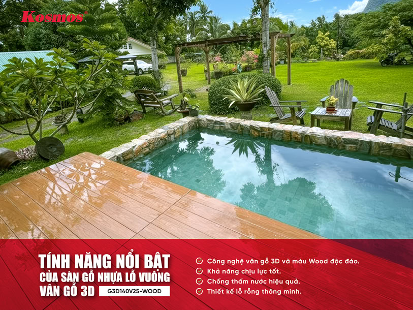 Tính năng nổi bật của sàn gỗ nhựa lỗ vuông vân gỗ 3D G3D140V25-Wood