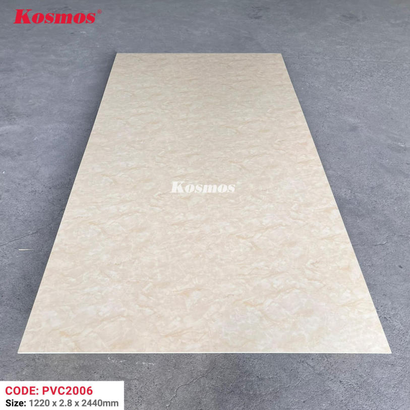 Tấm nhựa giả đá cẩm thạch vàng kem PVC2006