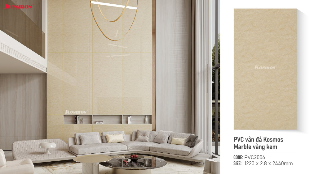 Tấm nhựa giả đá cẩm thạch vàng kem PVC2006 Marble Kosmos đẹp. Tấm nhựa giả đá cẩm thạch vàng kem PVC2006 Marble Kosmos đẹp.