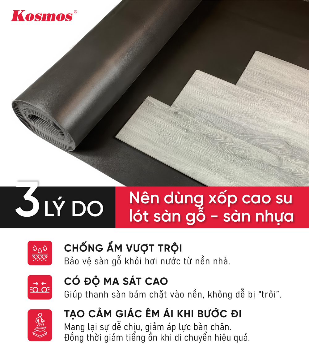 Reasons to use rubber foam underlay for wood and vinyl flooring.