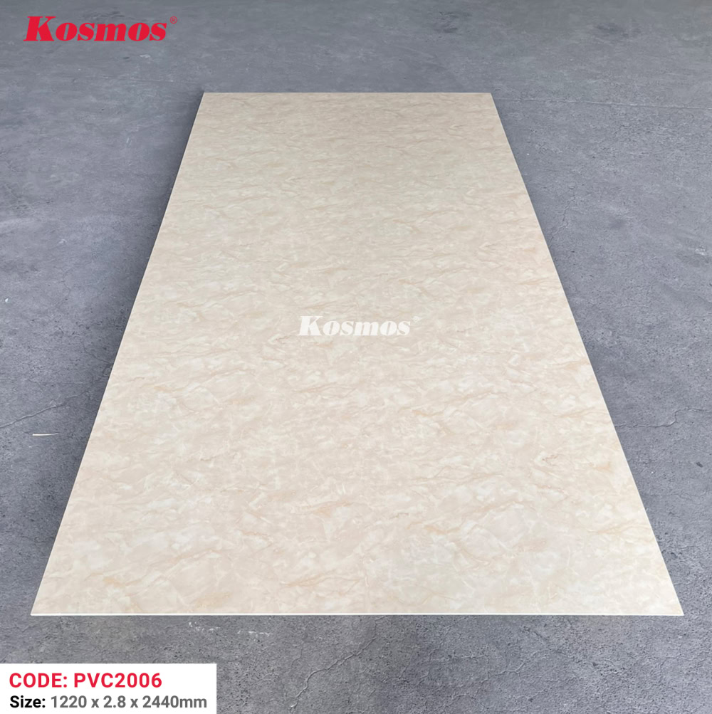 Tấm nhựa giả đá cẩm thạch vàng kem PVC2006 Marble Kosmos Tấm nhựa giả đá cẩm thạch vàng kem PVC2006 Marble Kosmos