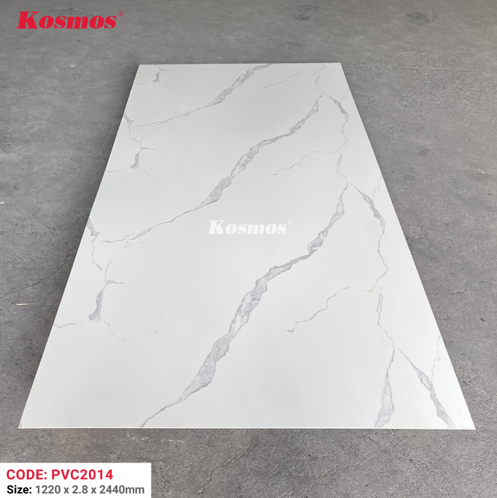 Tấm ốp giả đá cẩm thạch trắng sứ vân mây PVC2014 Kosmos Tấm ốp giả đá cẩm thạch trắng sứ vân mây PVC2014 Kosmos