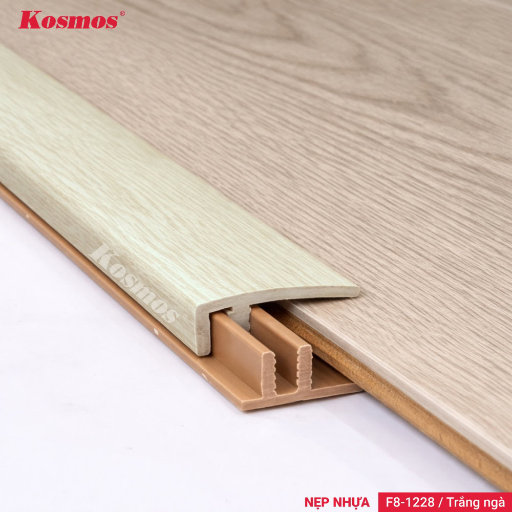 Hình lắp đặt nẹp nhựa sàn gỗ F8-1228 