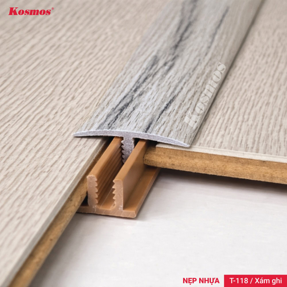 Hình ứng dụng lắp đặt nẹp nhựa sàn gỗ T-118 Hình ứng dụng lắp đặt nẹp nhựa sàn gỗ T-118
