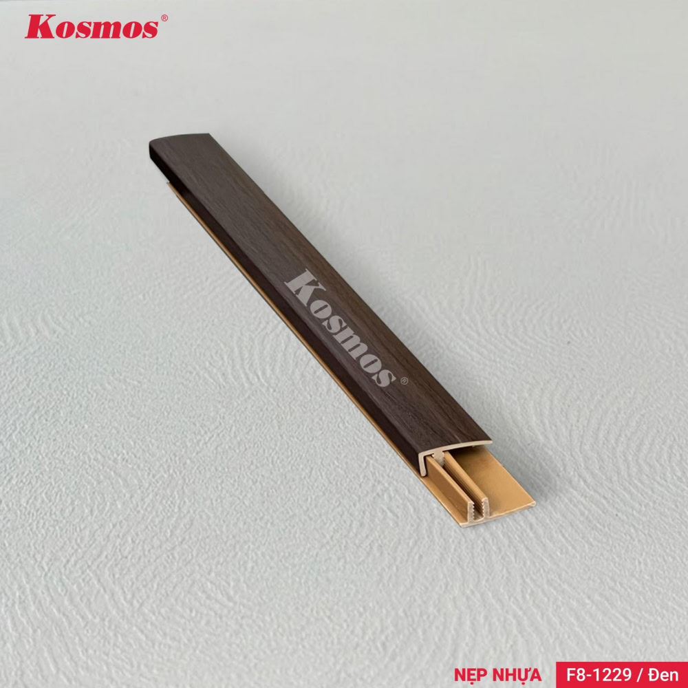 Nẹp F nhựa PVC F8-1229 đen là phụ kiện kết thúc sàn gỗ. 