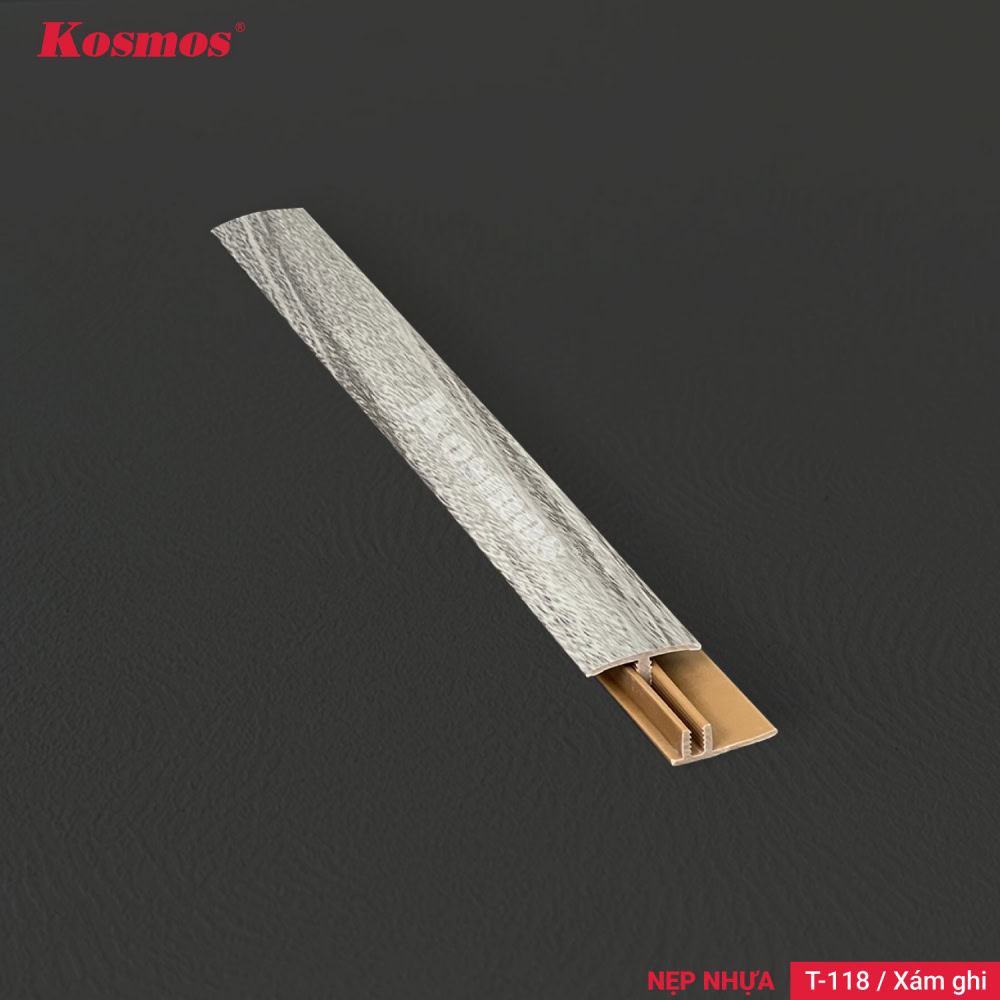 Nẹp T nhựa T-118 là phụ kiện nẹp nối sàn gỗ vân gỗ xám ghi Nẹp T nhựa T-118 là phụ kiện nẹp nối sàn gỗ vân gỗ xám ghi