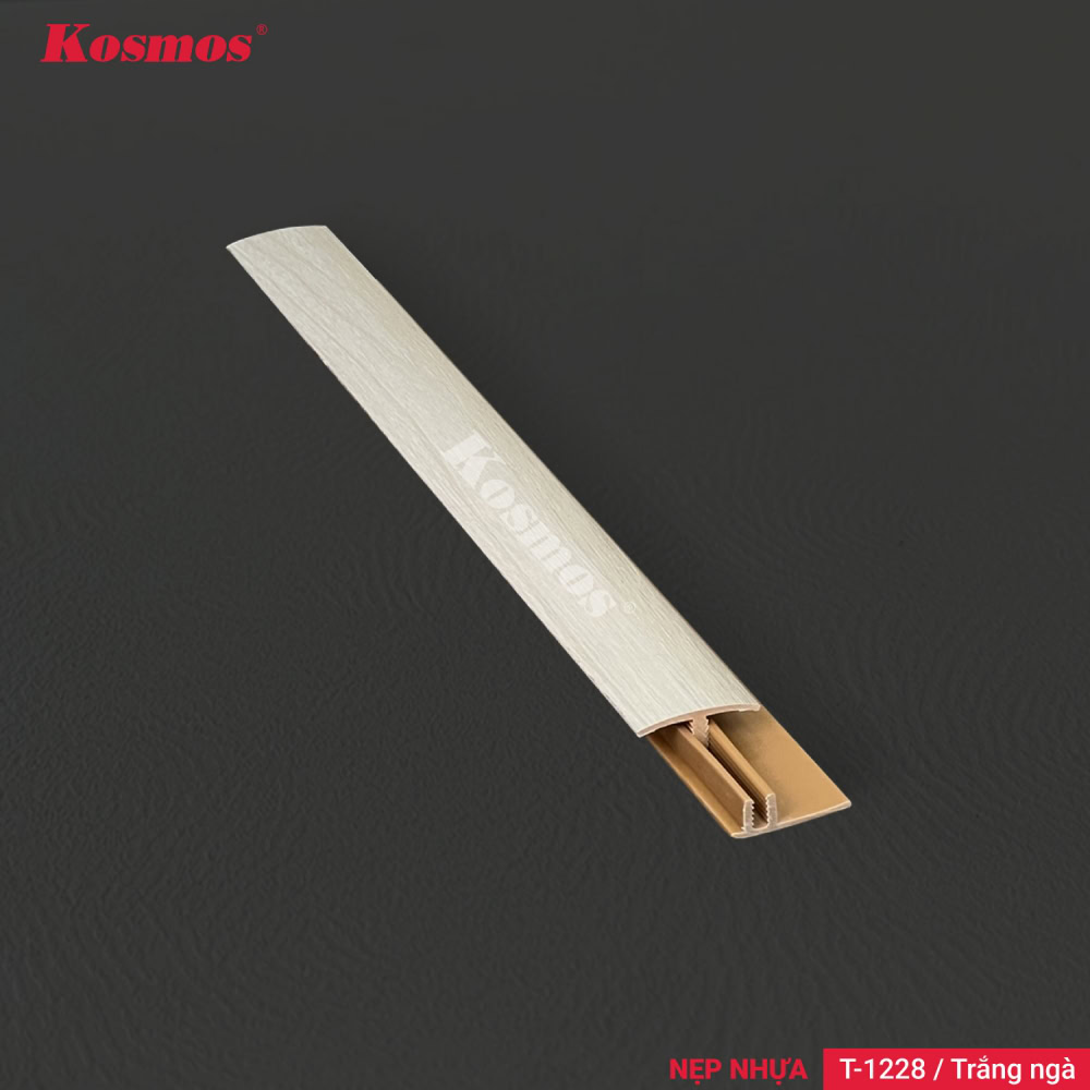 Nẹp T nhựa T-1228 là nẹp nối sàn gỗ có vân gỗ trắng ngà
