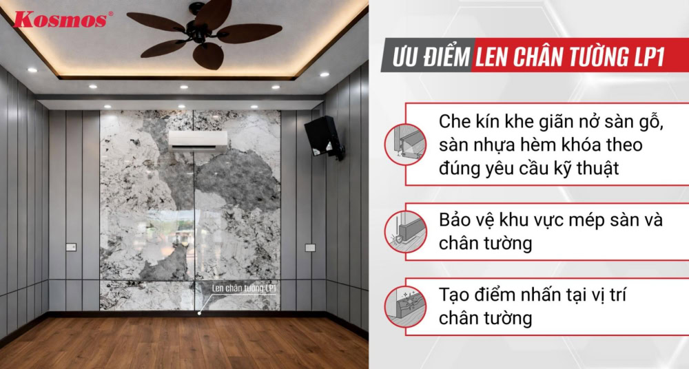 Ưu điểm len chân tường 79mm LP1
