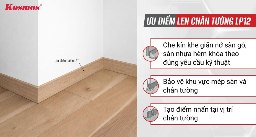 Ưu điểm len chân tường 79mm LP12 