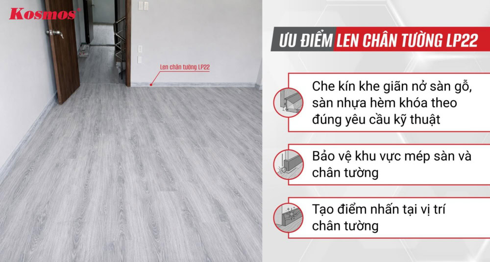 Ưu điểm len chân tường 79mm LP22
