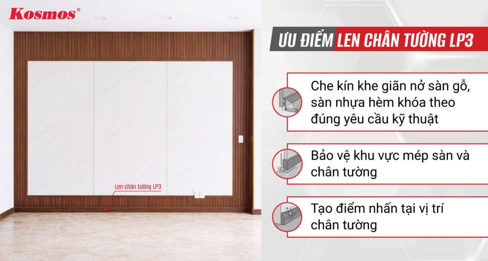 Ưu điểm len chân tường 79mm LP3