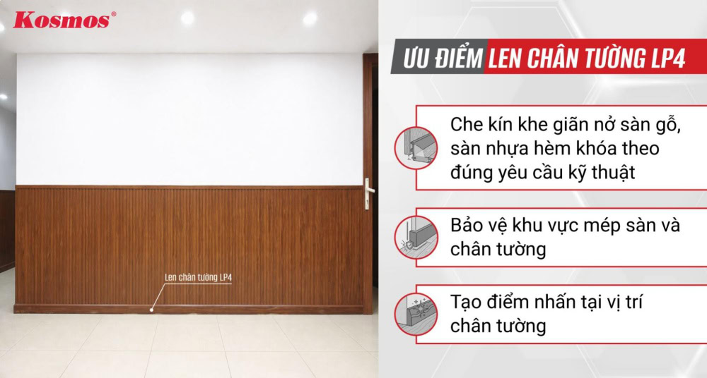 Ưu điểm len chân tường 79mm LP4 Ưu điểm len chân tường 79mm LP4
