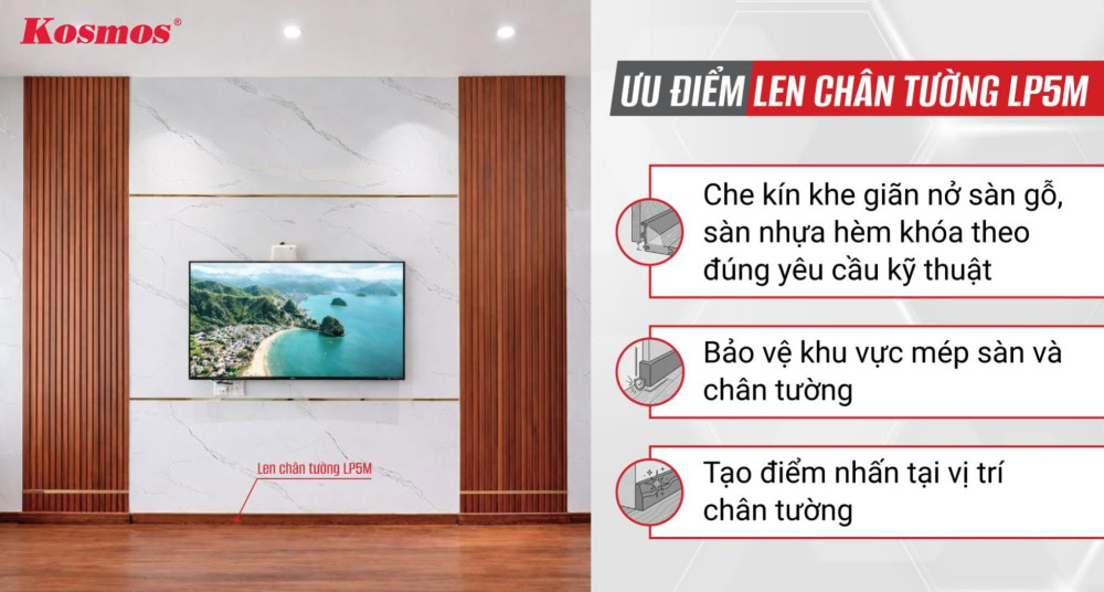 Ưu điểm len chân tường 79mm LP5M Ưu điểm len chân tường 79mm LP5M