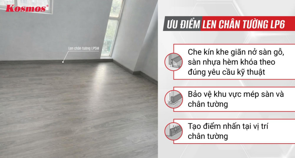 Ưu điểm len chân tường 79mm LP6