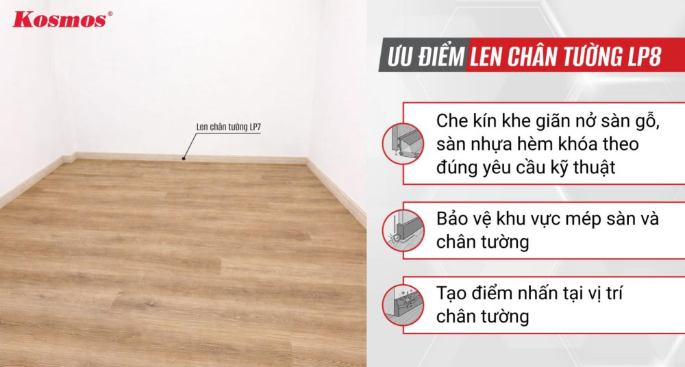 Ưu điểm len chân tường 79mm LP8