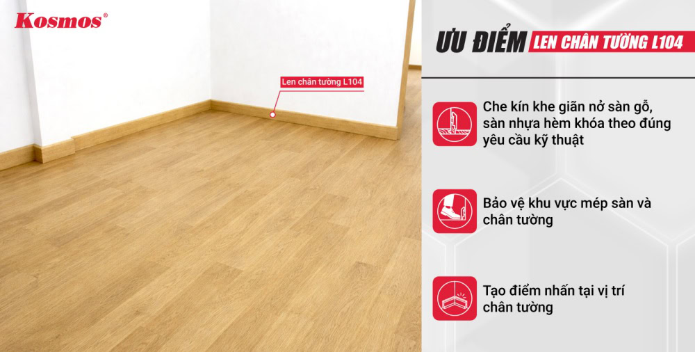 Ưu điểm len chân tường 97mm mã L104