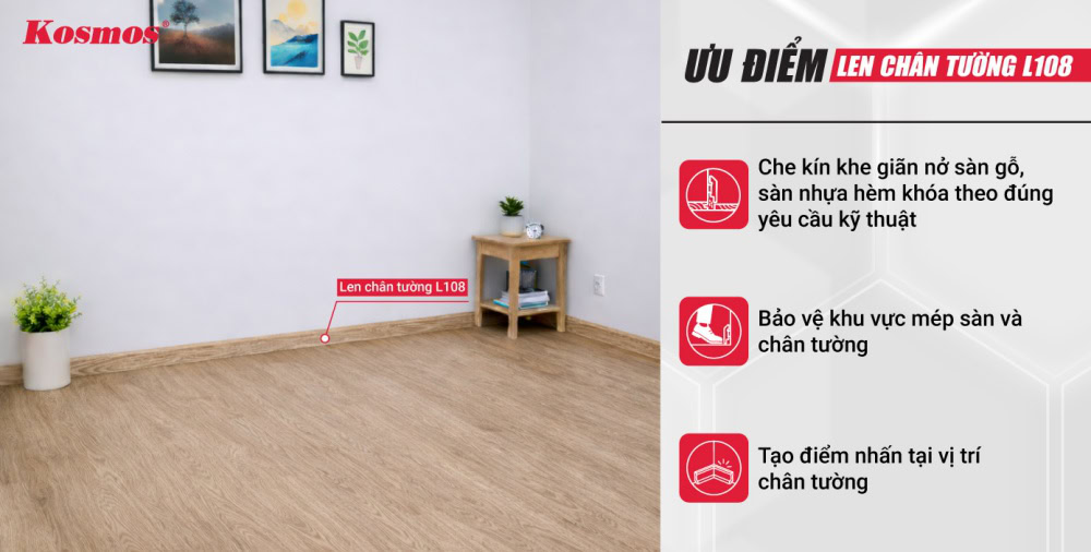 Len chân tường 97mm L108 là len nhựa PS giả vân gỗ màu vàng đen Len chân tường 97mm L108 là len nhựa PS giả vân gỗ màu vàng đen