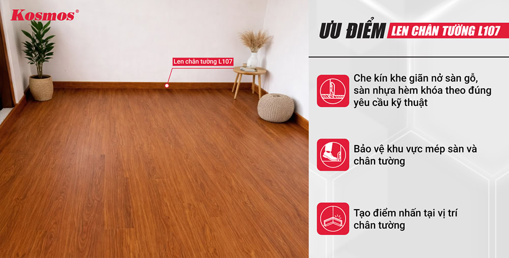 Ưu điểm len chân tường L107
