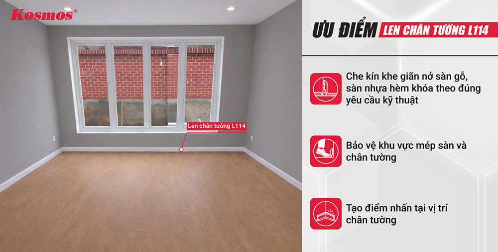 Ưu điểm len chân tường L114