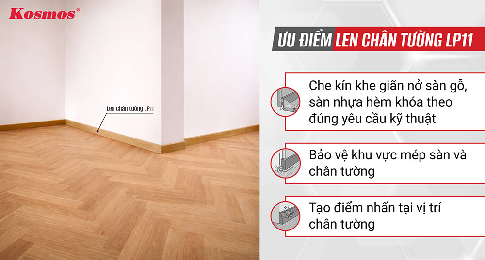 Ưu điểm len chân tường LP11 Ưu điểm len chân tường LP11