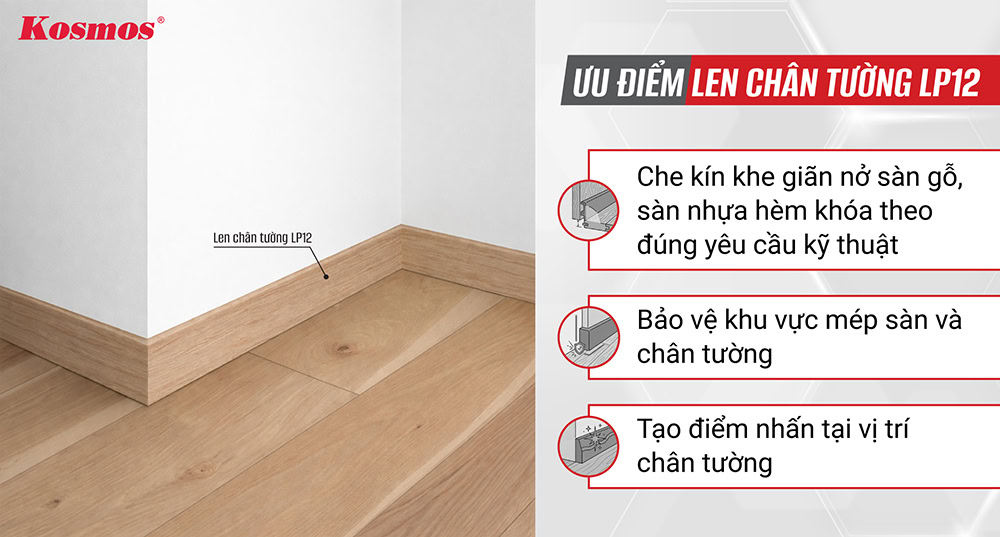 Ưu điểm len chân tường 79mm LP12 Ưu điểm len chân tường 79mm LP12