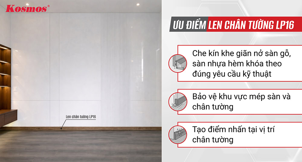 Ưu điểm len chân tường 79mm LP16