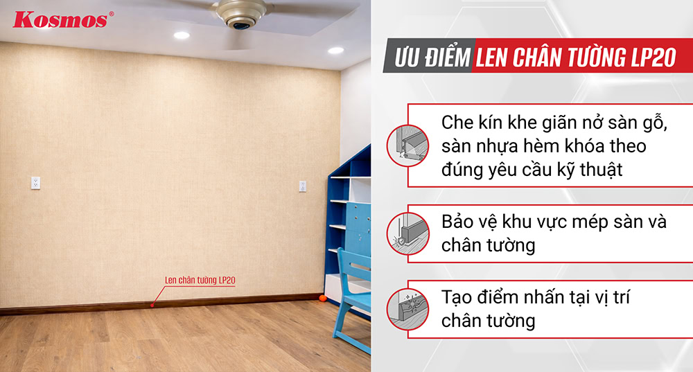 Ưu điểm len chân tường 79mm LP20