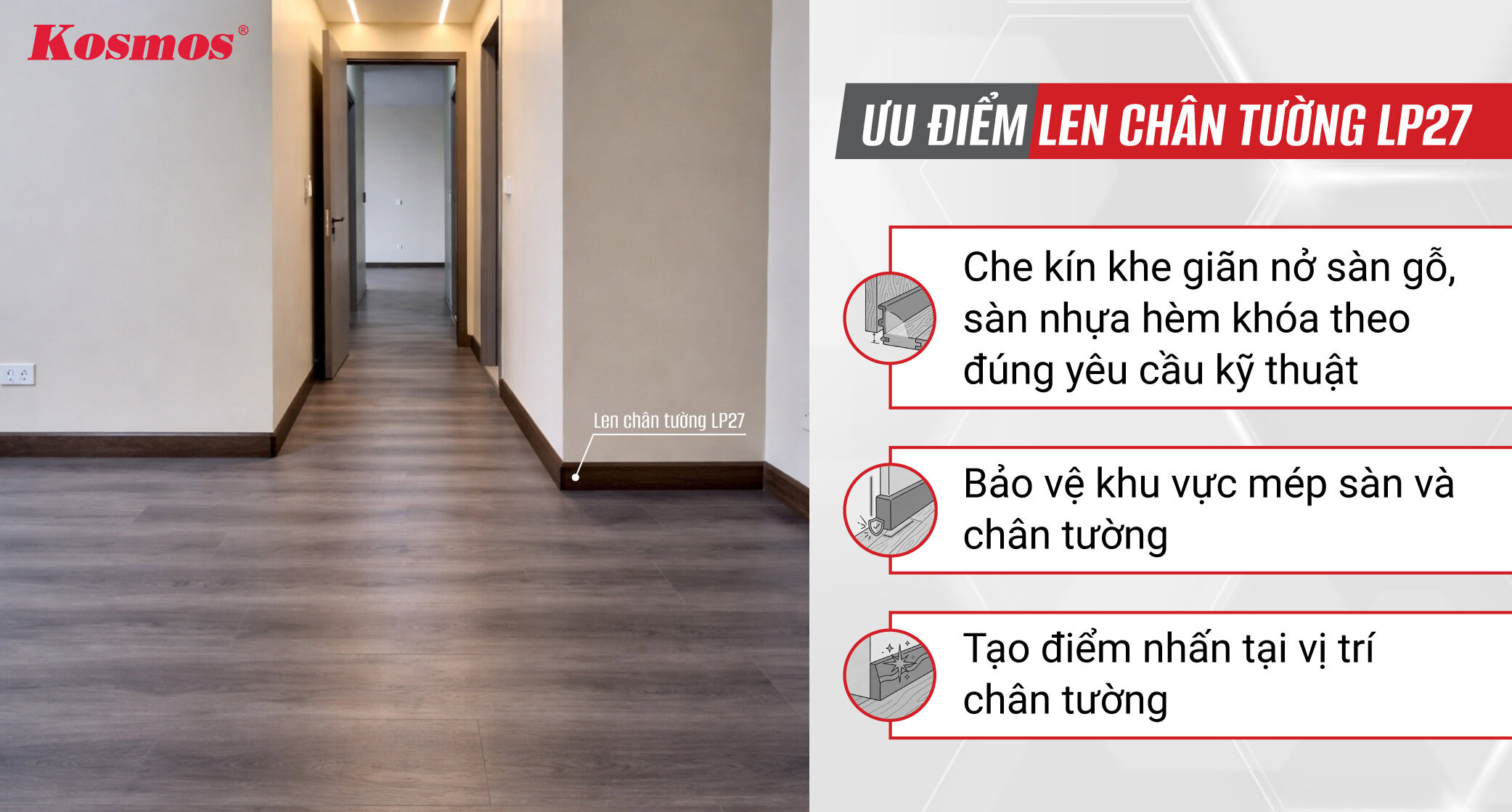 Ưu điểm len chân tường LP27