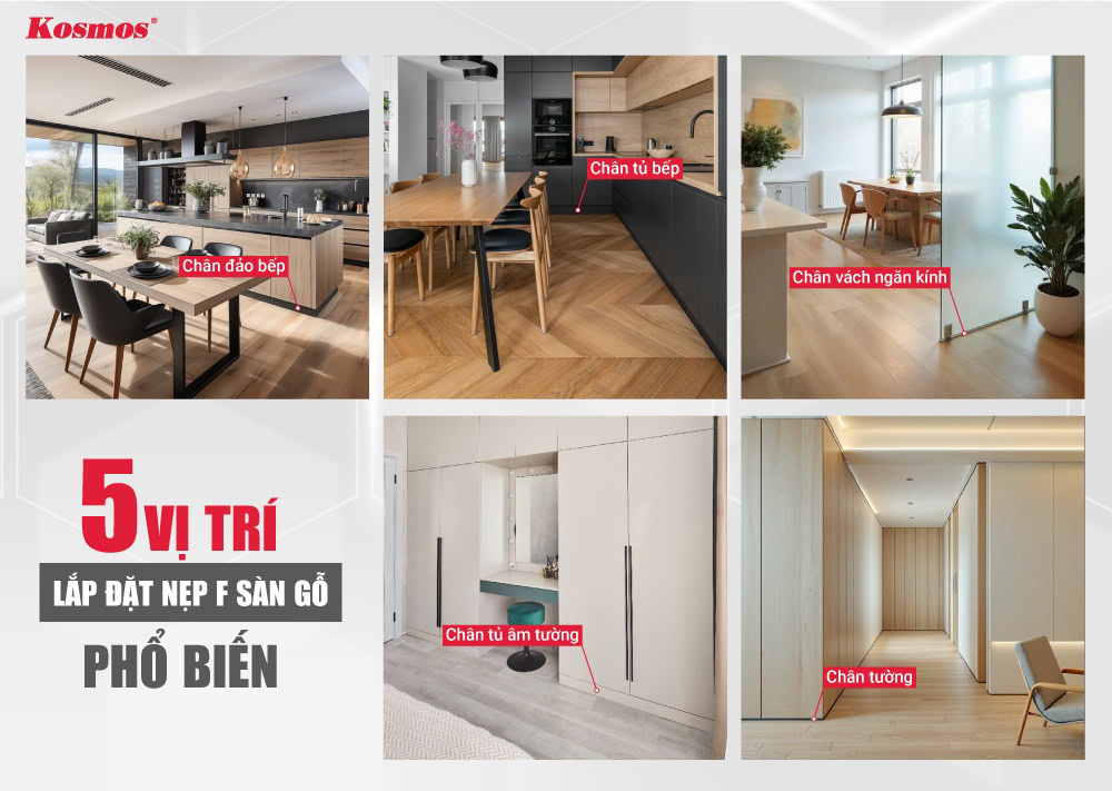 Vị trí lắp đặt nẹp F sàn gỗ phổ biến