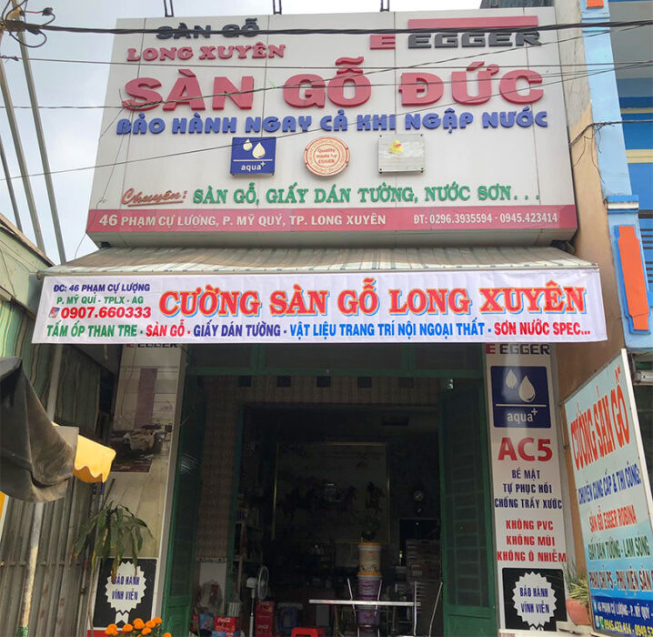 Biển hiệu đại lý Cường sàn gỗ Long Xuyên, An Giang