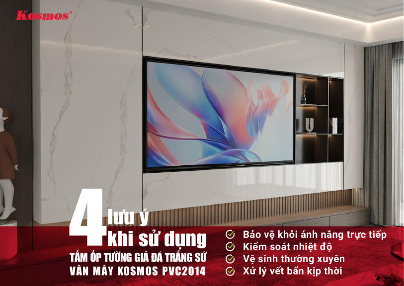 4 lưu ý khi sử dụng tấm ốp tường giả đá trắng sứ vân mây