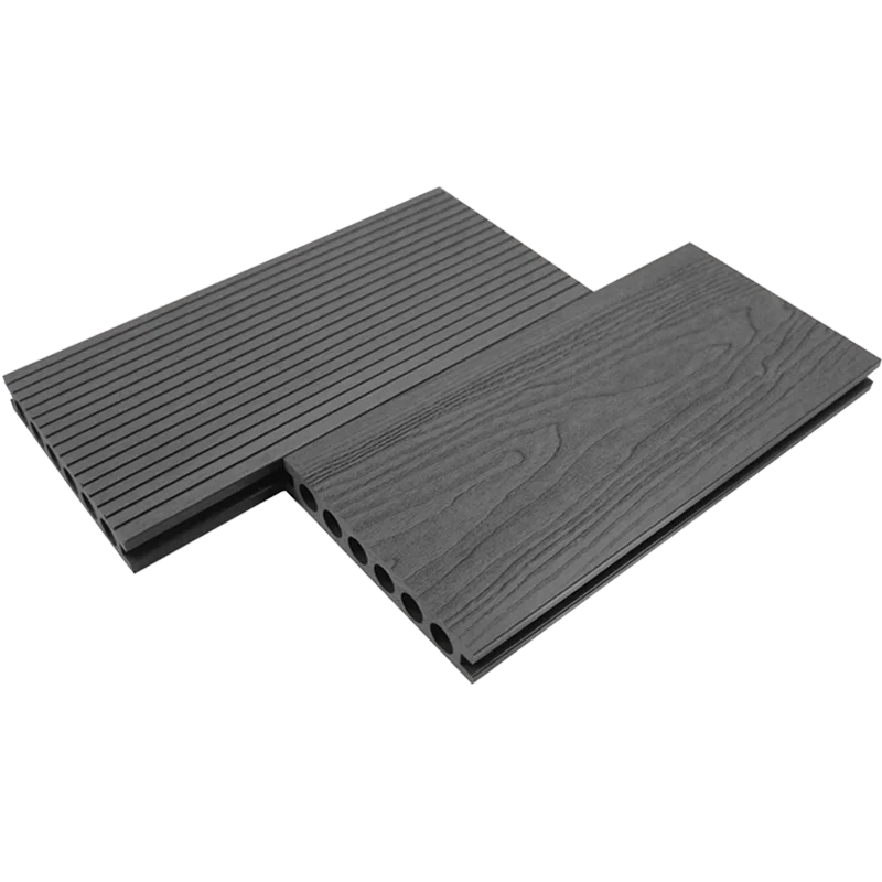 Sàn gỗ nhựa ngoài trời - lỗ tròn - vân 3D - K140T25 - 2M2 - dark grey