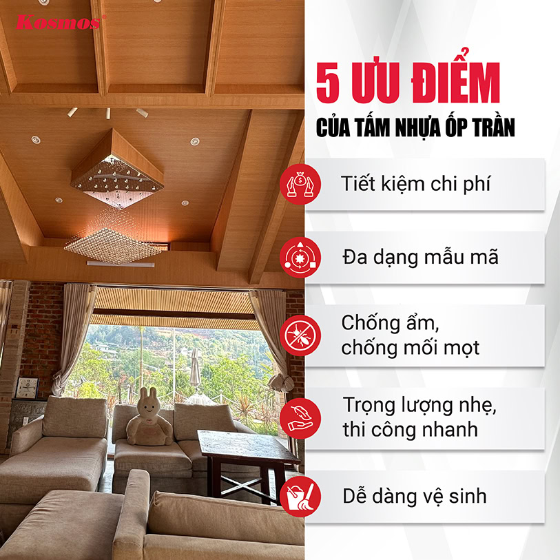 5 ưu điểm của tấm nhựa ốp trần