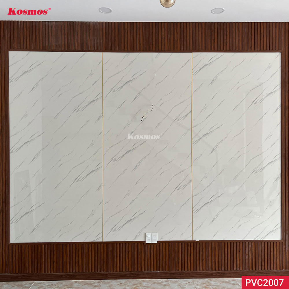 Tấm nhựa ốp tường Marble trắng vân chớp PVC2007 Kosmos đẹp. Tấm nhựa ốp tường Marble trắng vân chớp PVC2007 Kosmos đẹp.