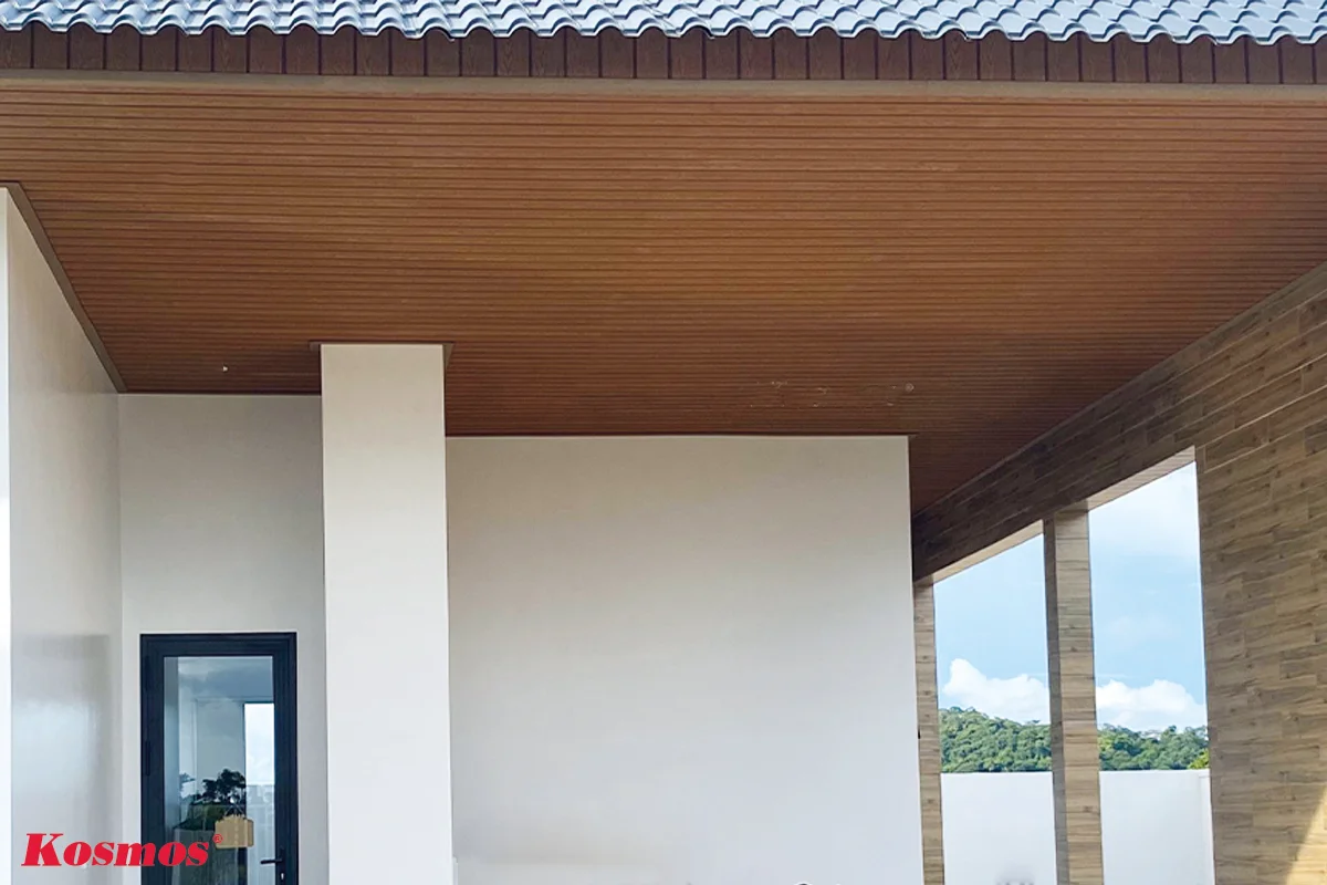 Plastic wood paneling for outdoor ceiling