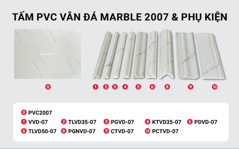 Tấm PVC vân đá PVC2007 