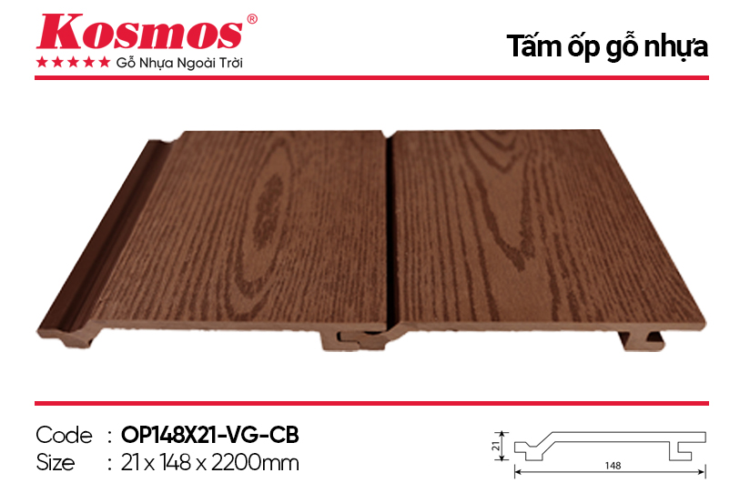 Tấm gỗ nhựa ốp tường OP148X21-VG-CB