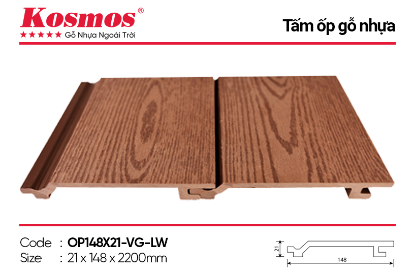 Tấm gỗ nhựa ốp tường OP148X21-VG-LW
