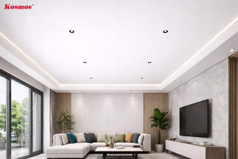 Trần nhựa vân đá Marble trắng sứ PVC223