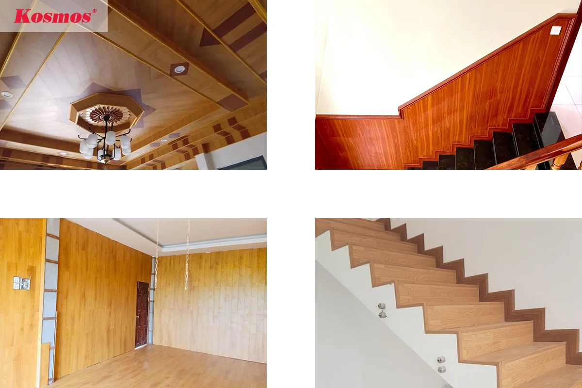 Sàn gỗ ốp tường, ốp trần, lát sàn, lát mặt bậc cầu thang.